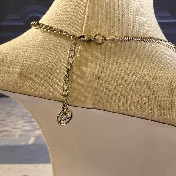 0098 Erica Lyons Silver Tone Metallic Disc Necklace - Picture 3 of 5